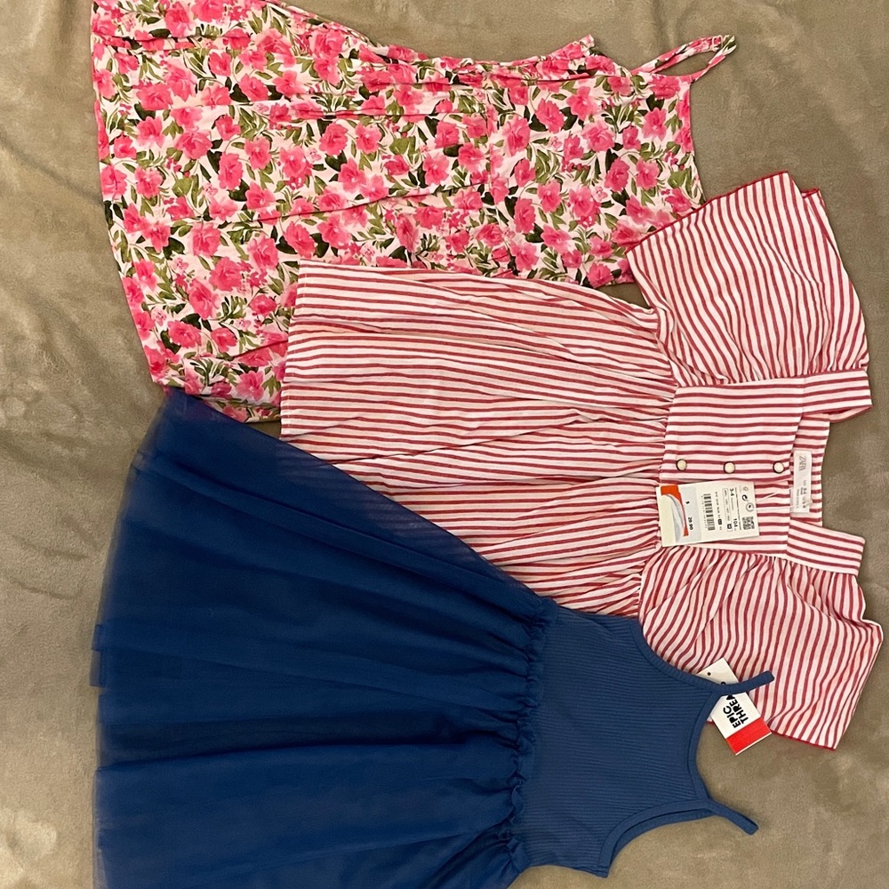 Zara Red Striped and epic threads blue tank dress set